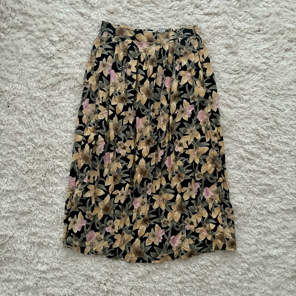 Vintage Yellow Floral Skirt